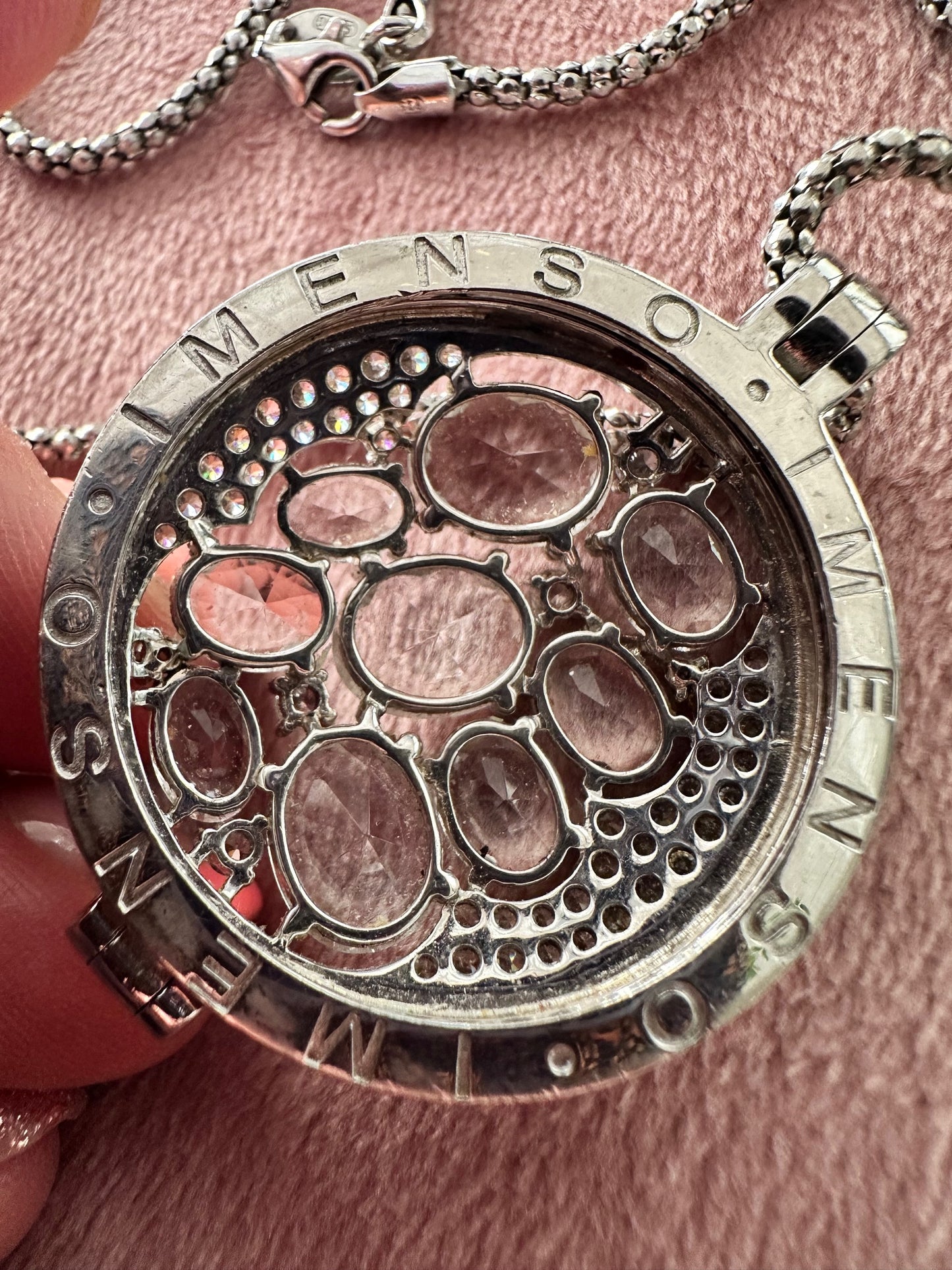 My iMenso Signature Necklace – Solid 925 Sterling Silver with Interchangeable Zirconia Insert (Rose-Toned Edition)