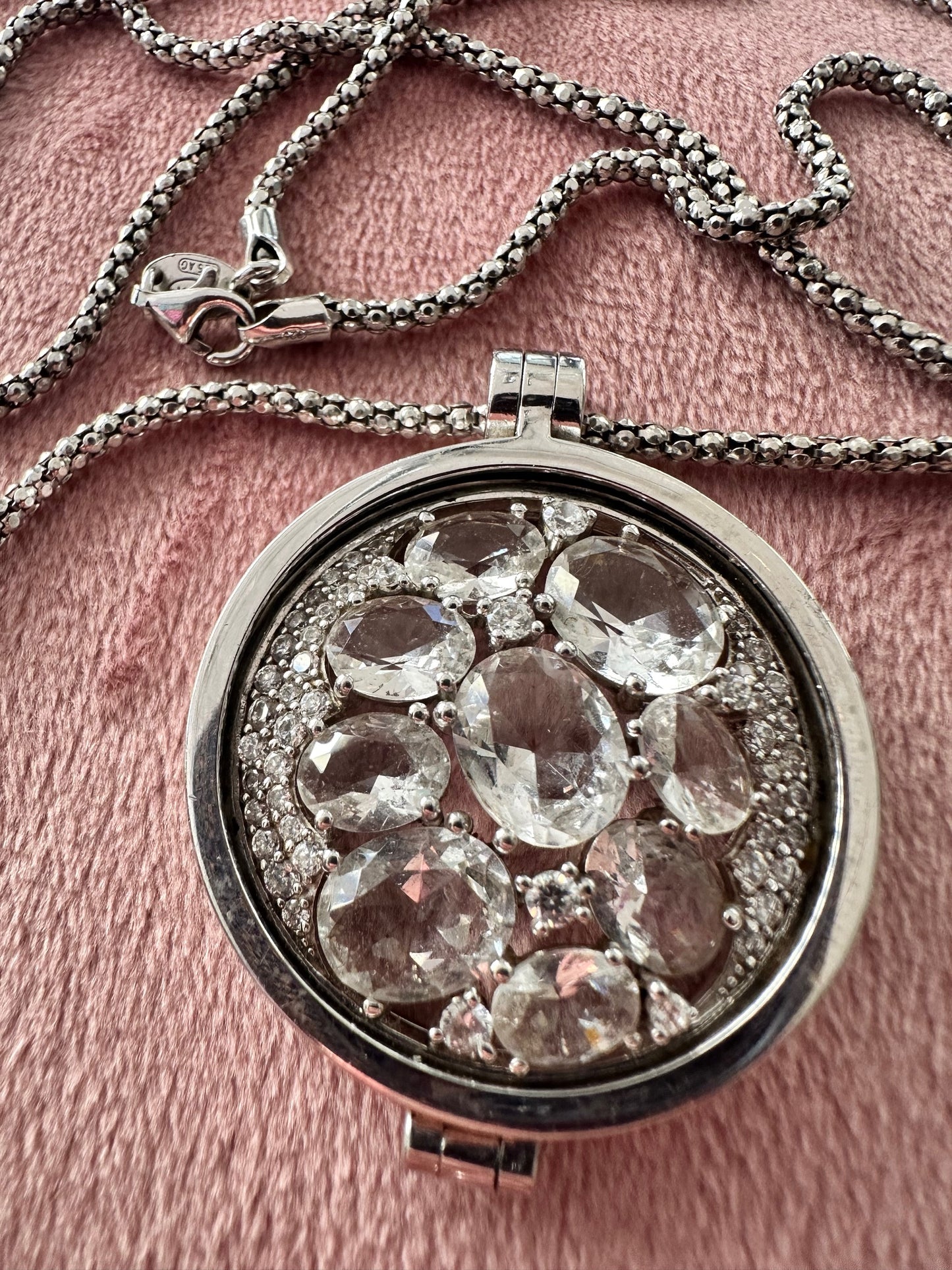 My iMenso Signature Necklace – Solid 925 Sterling Silver with Interchangeable Zirconia Insert (Rose-Toned Edition)