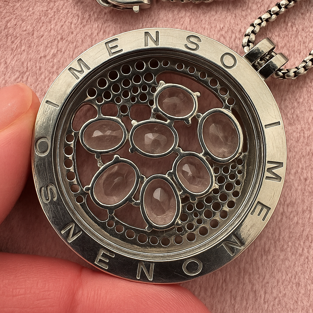 My iMenso Signature Necklace – Solid 925 Sterling Silver with Interchangeable Zirconia Insert (Rose-Toned Edition)