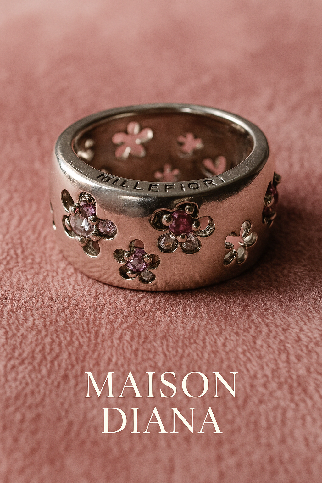 Millefiori Sterling Silver Floral Ring – Size 17