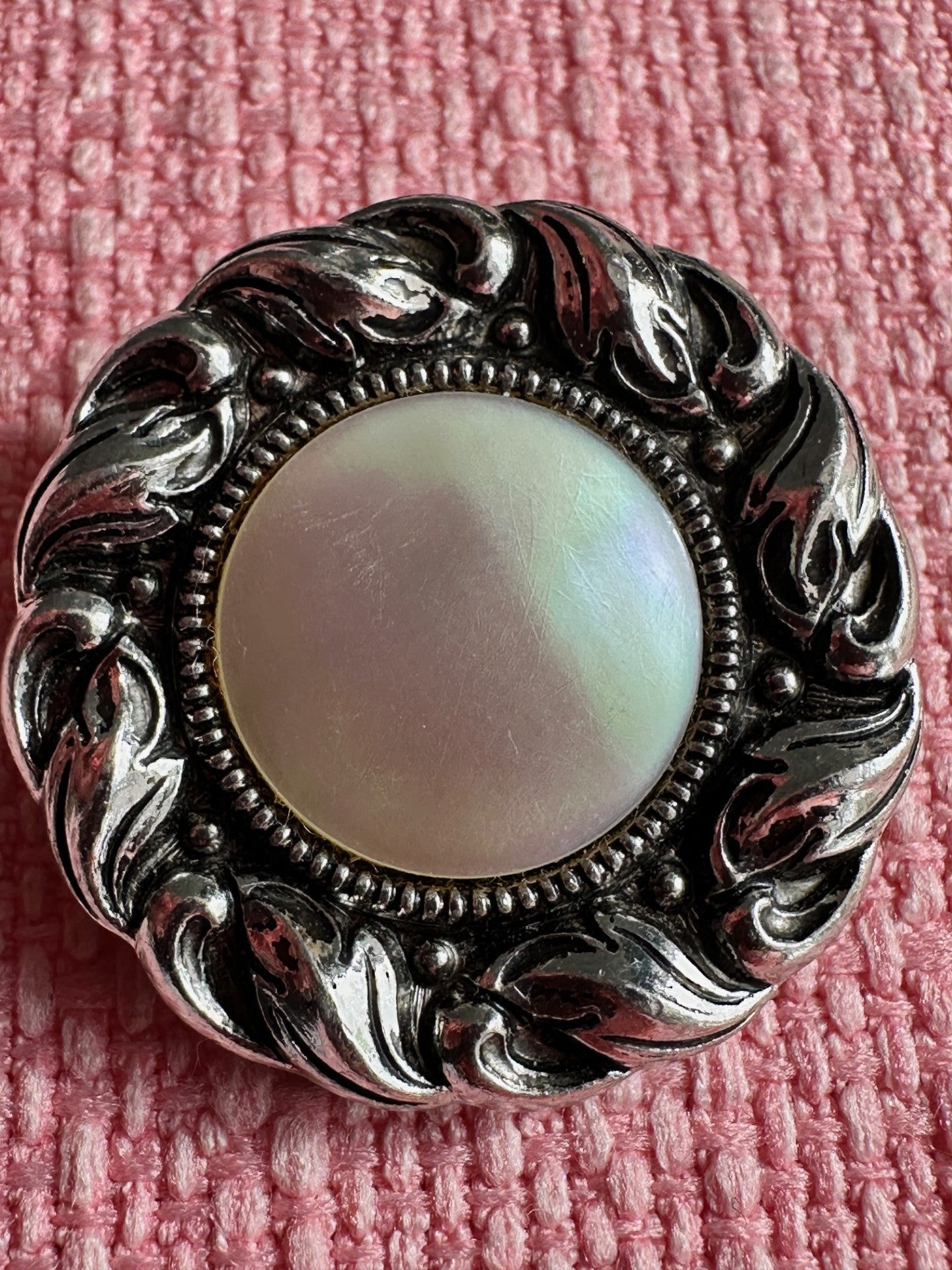 Vintage West German Scarf Clip with Mother-of-Pearl Accent