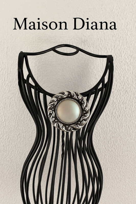 Vintage West German Scarf Clip with Mother-of-Pearl Accent