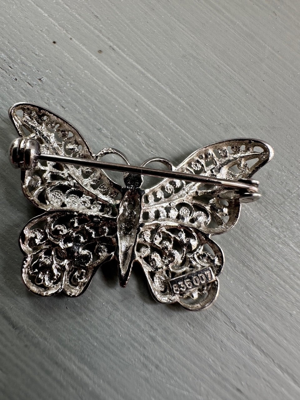 Elegant Vintage 835 Silver Filigree Butterfly Brooch