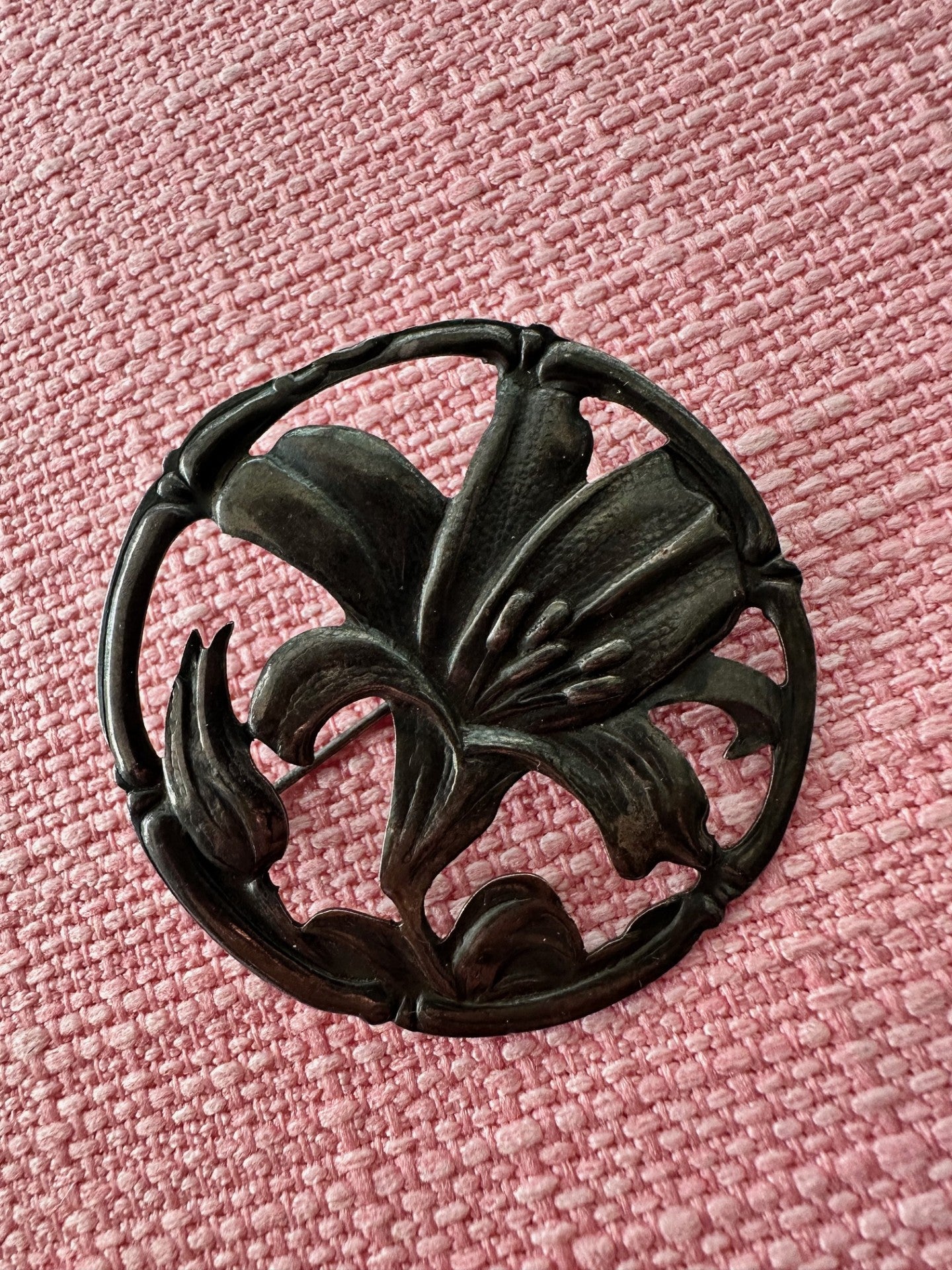 Antique Art Nouveau Bronze Floral Brooch – Circa 1900