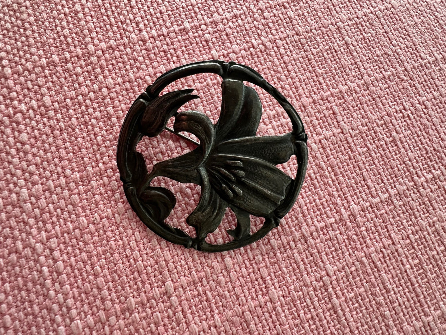 Antique Art Nouveau Bronze Floral Brooch – Circa 1900