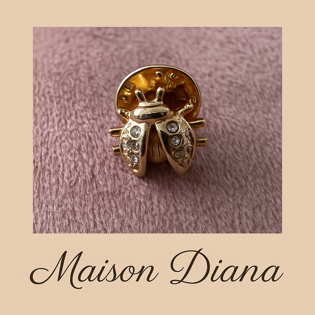 Vintage Ballou Ladybug Pin – Gold-Tone with Rhinestones