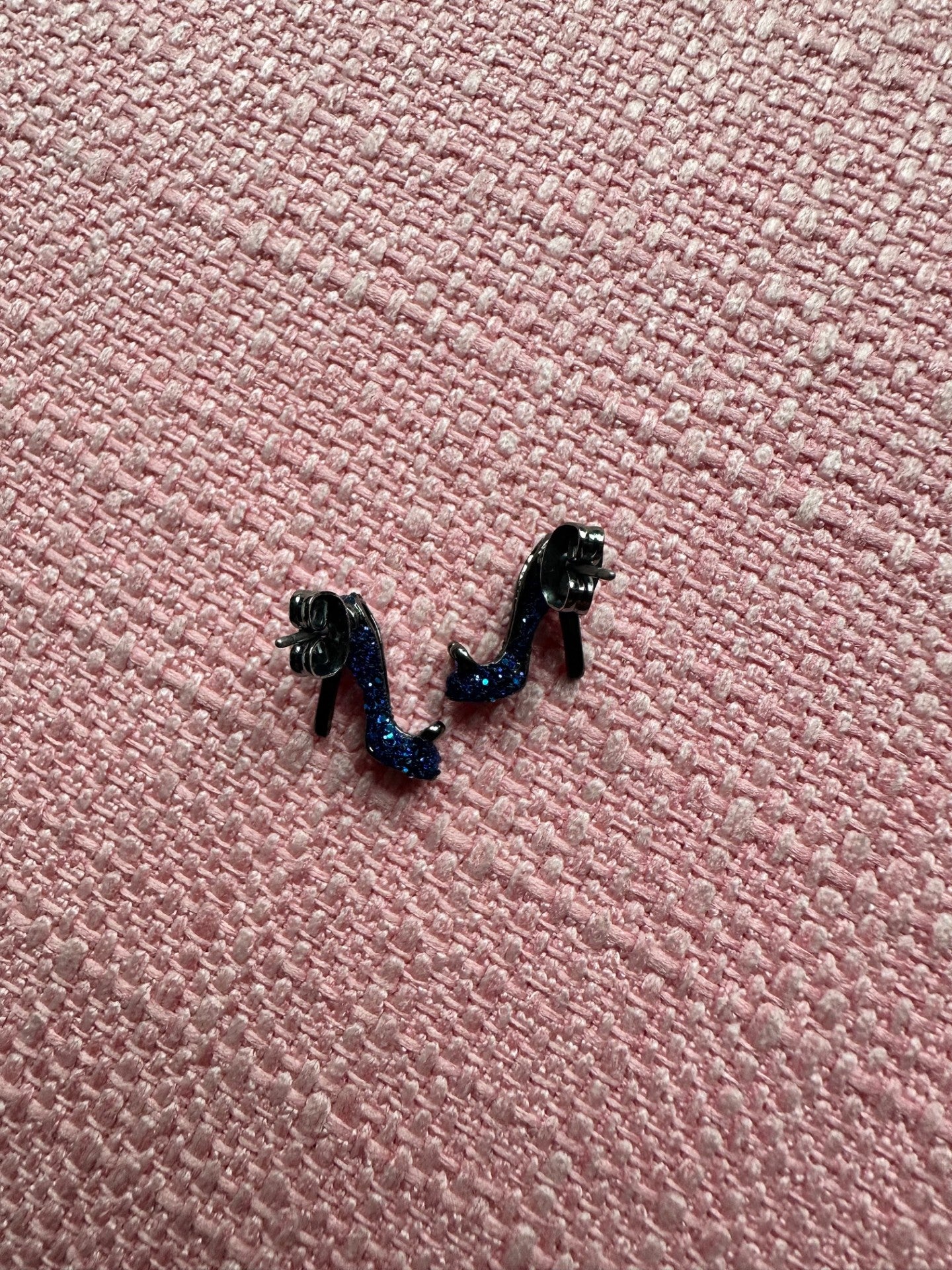 Glitter High Heel Earrings – Midnight Blue Sparkle