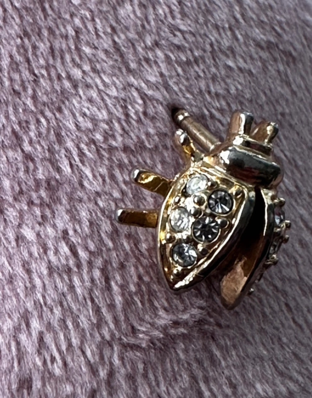 Vintage Ballou Ladybug Pin – Gold-Tone with Rhinestones