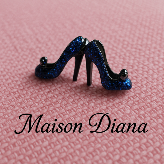 Glitter High Heel Earrings – Midnight Blue Sparkle
