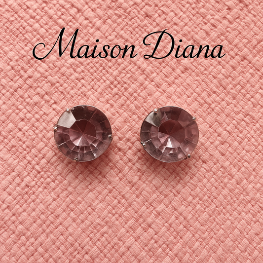 Vintage Light Rose Crystal Stud Earrings
