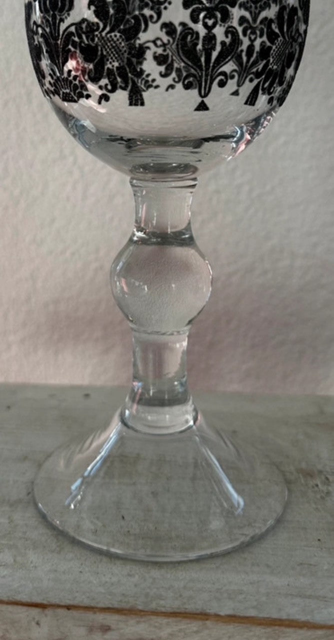 Baroque Black Flocked Wine Glasses – Set of 2  Maison Diana Collection