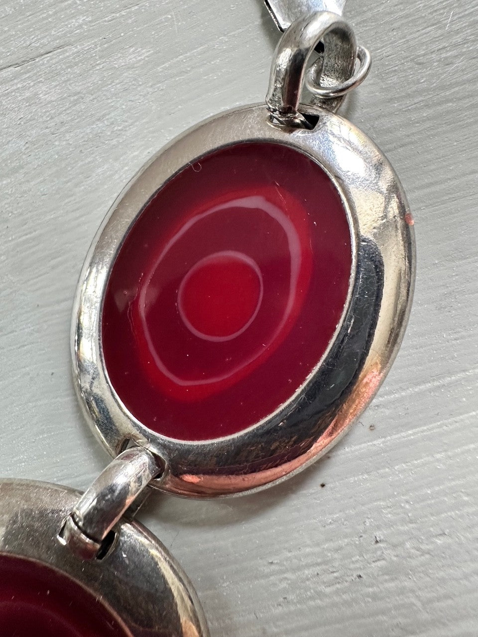 Bold Red Statement Necklace with Organic Silver-Tone Setting