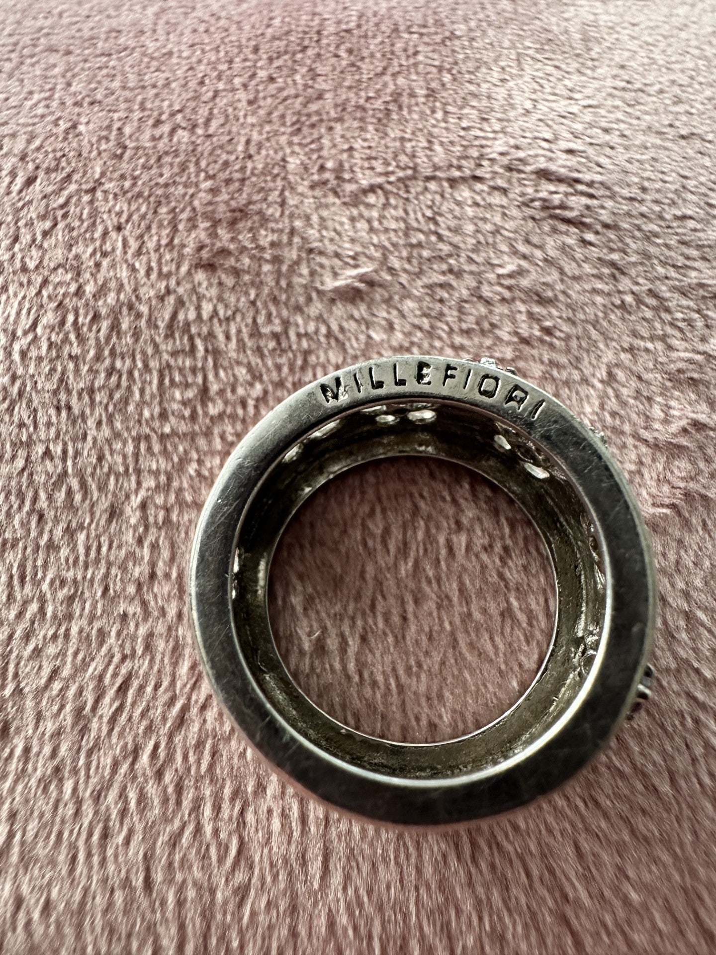 Millefiori Sterling Silver Floral Ring – Size 17