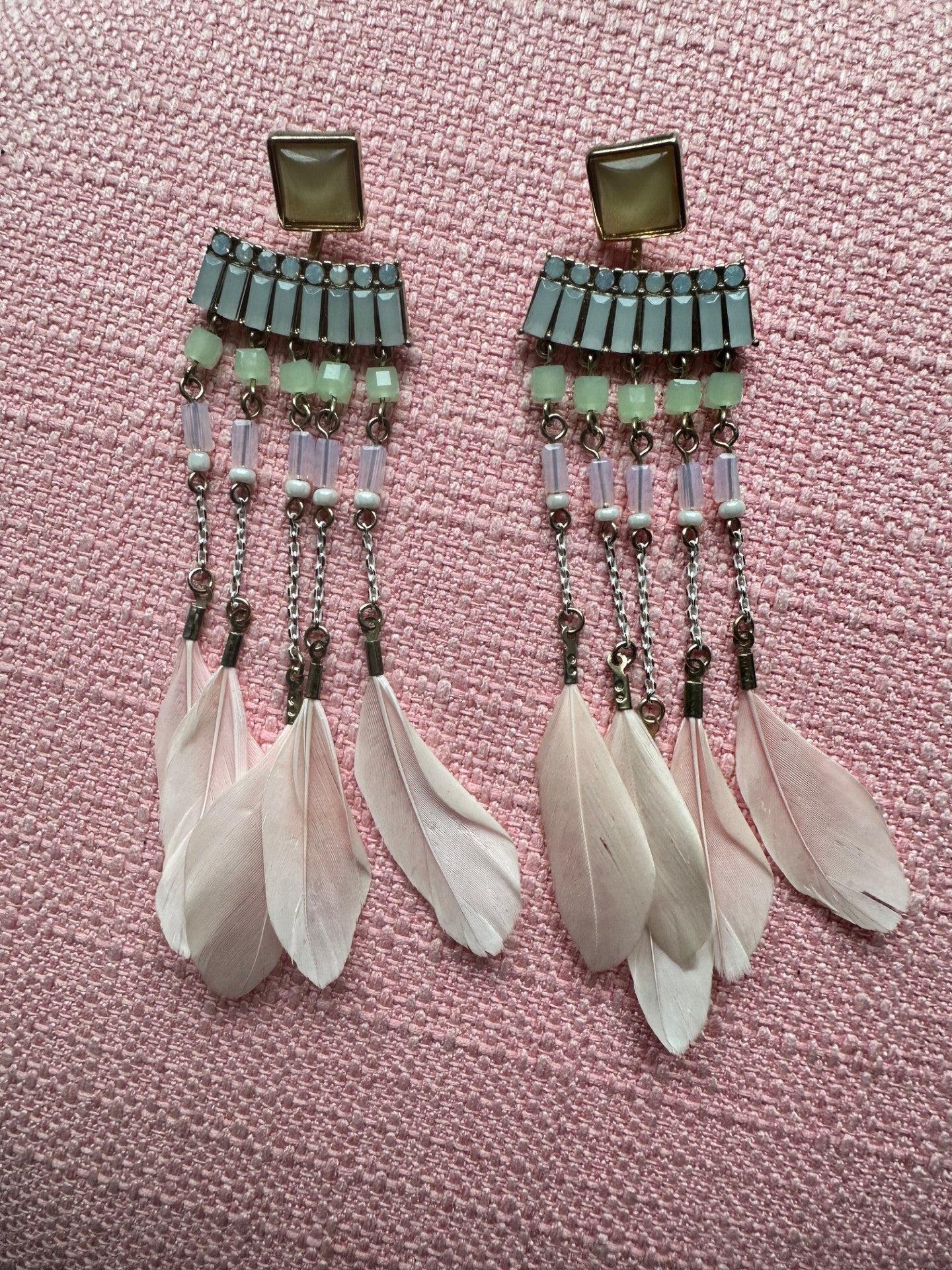 Feathered Garden Dreams” Statement Earrings