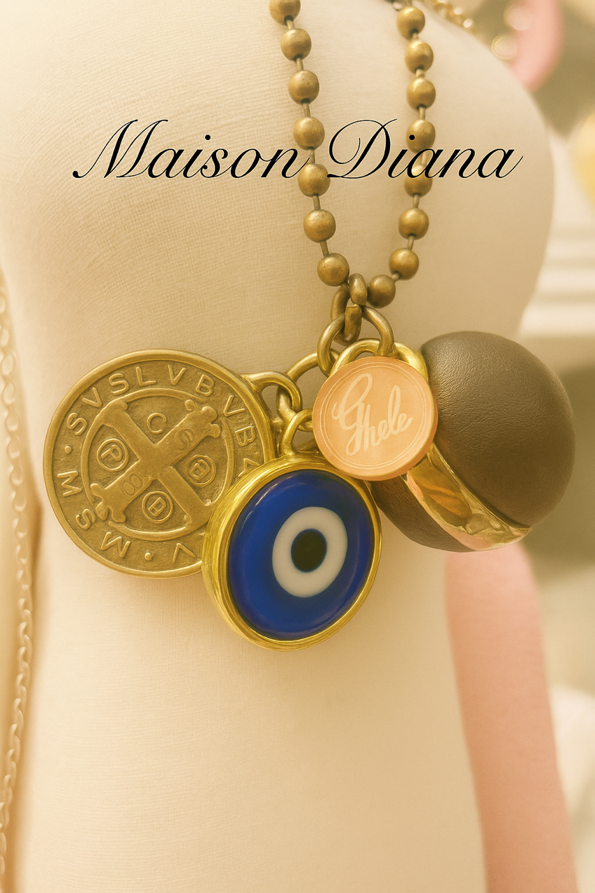 Vintage Protection Amulet Necklace – Evil Eye & Benedict Medal