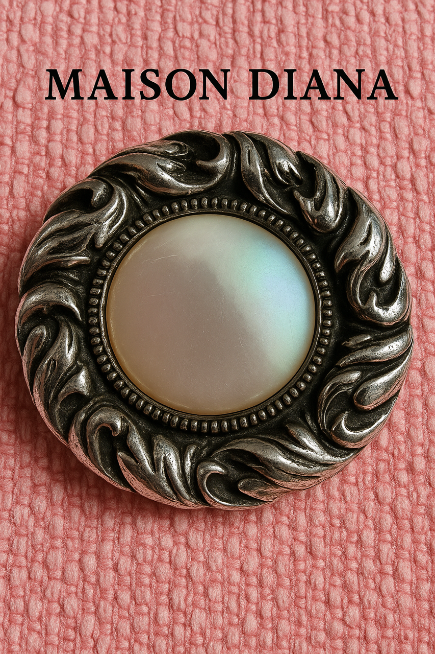 Vintage West German Scarf Clip with Mother-of-Pearl Accent