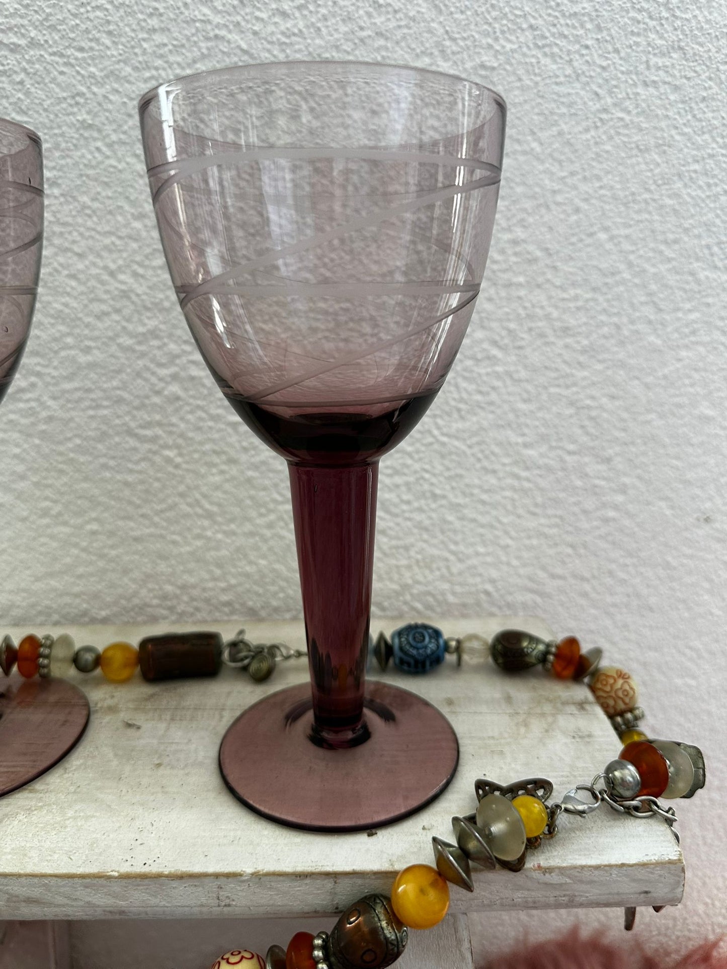 Vintage! Set of 4 IKEA PRALIN PURPLE 7” Wine Glasses – Handblown