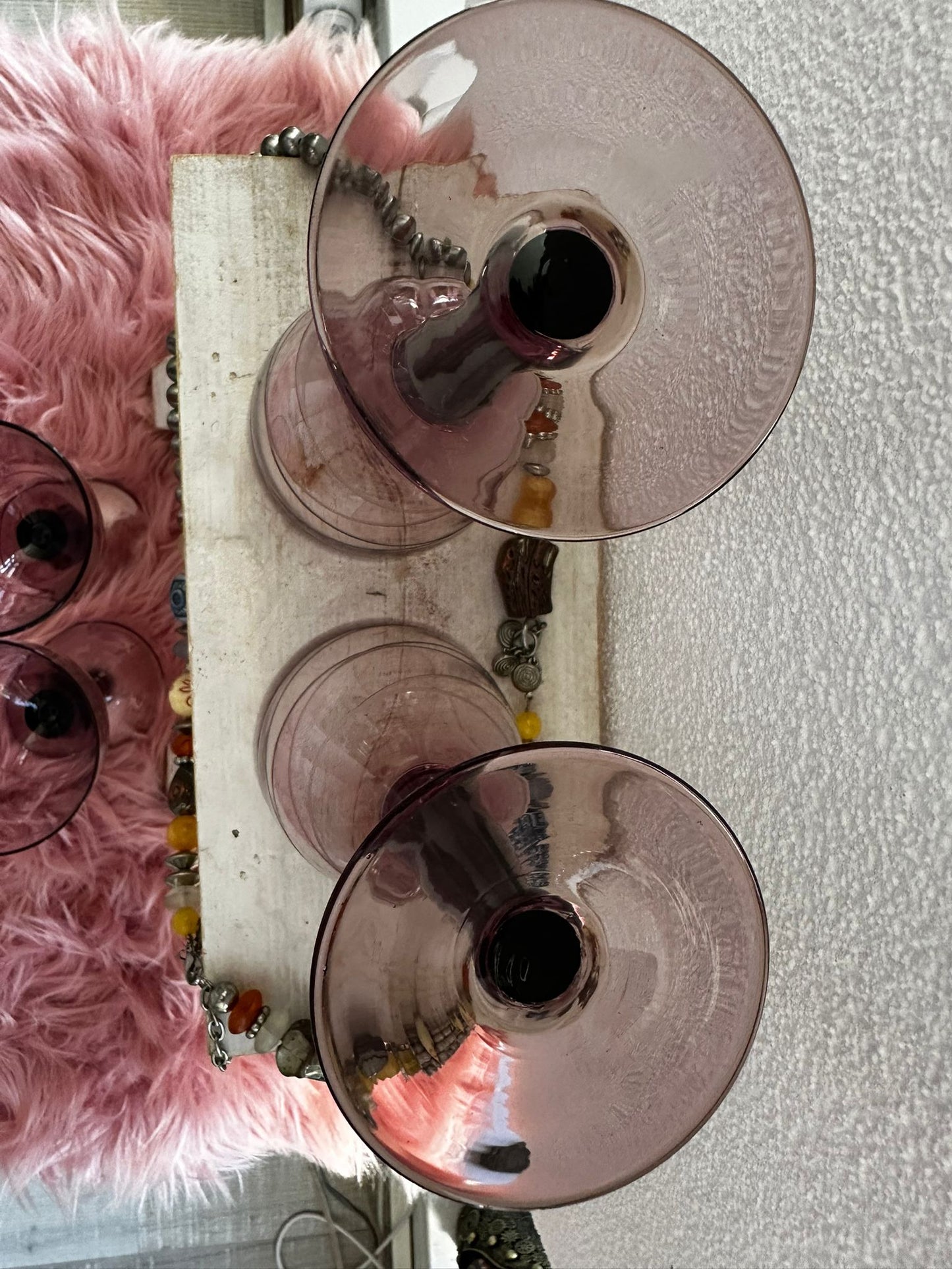 Vintage! Set of 4 IKEA PRALIN PURPLE 7” Wine Glasses – Handblown