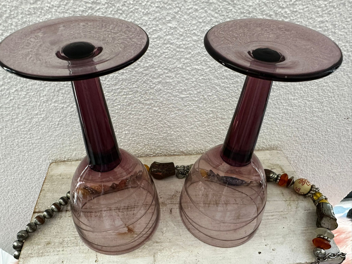 Vintage! Set of 4 IKEA PRALIN PURPLE 7” Wine Glasses – Handblown