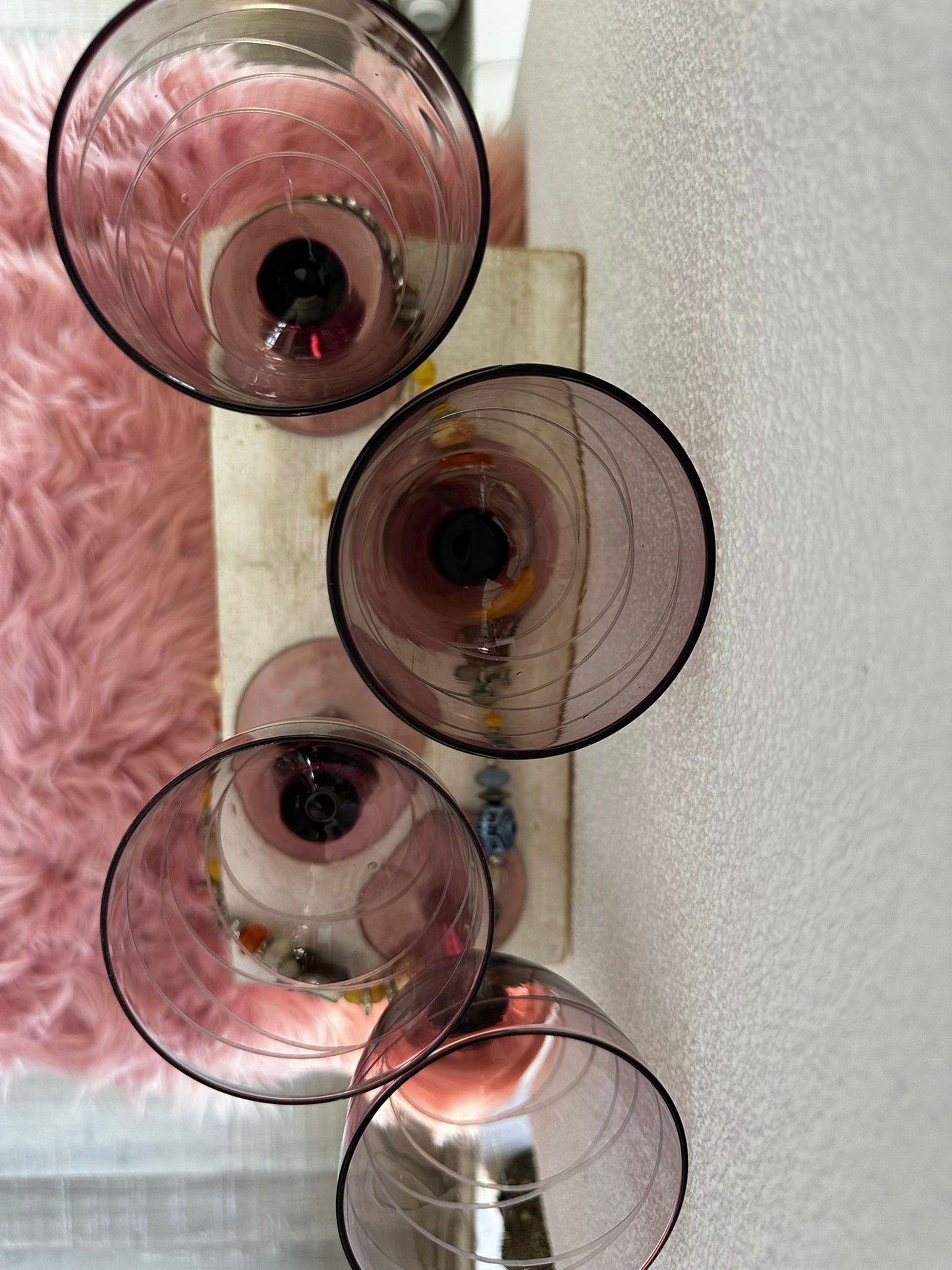 Vintage! Set of 4 IKEA PRALIN PURPLE 7” Wine Glasses – Handblown