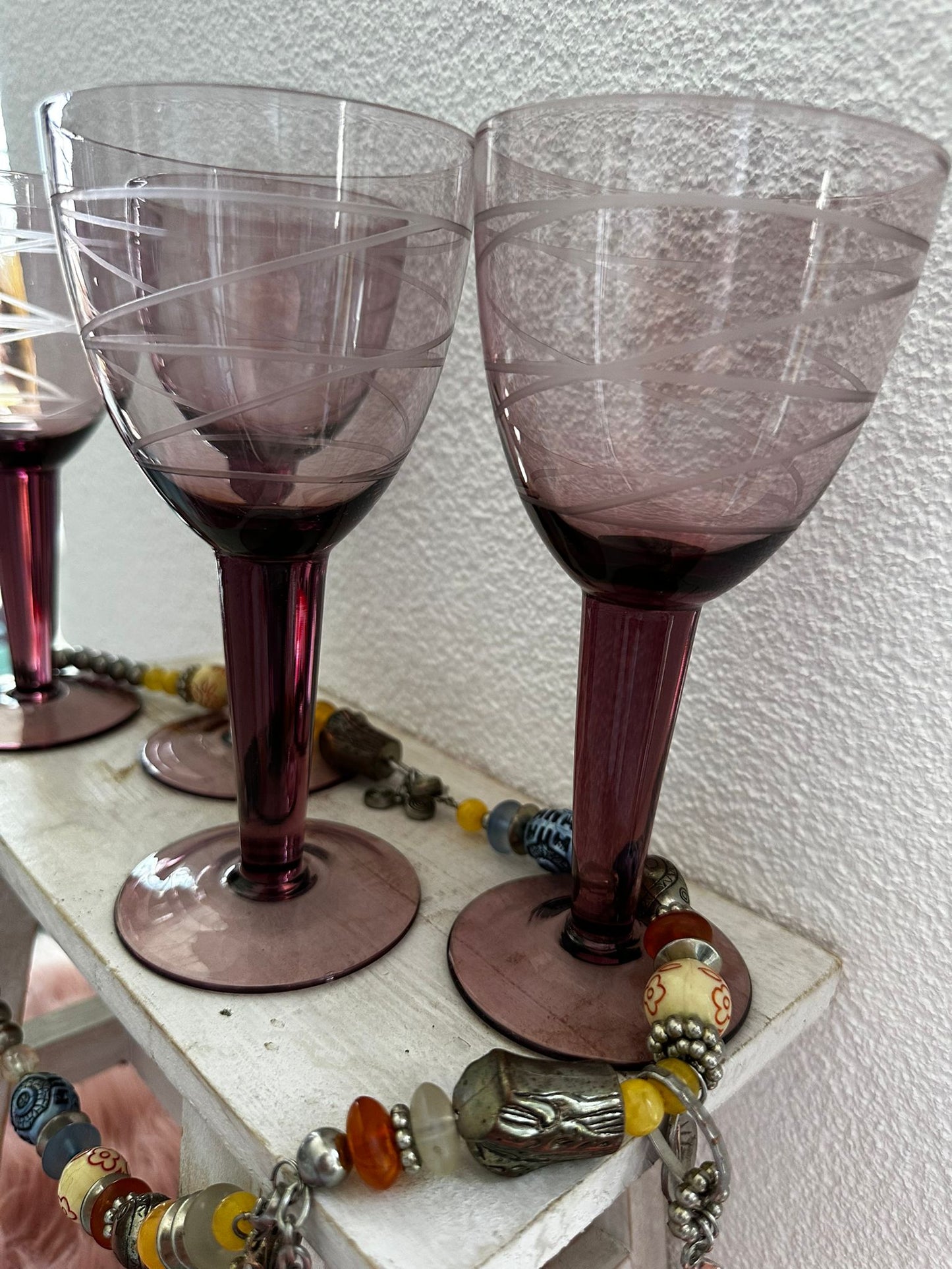 Vintage! Set of 4 IKEA PRALIN PURPLE 7” Wine Glasses – Handblown