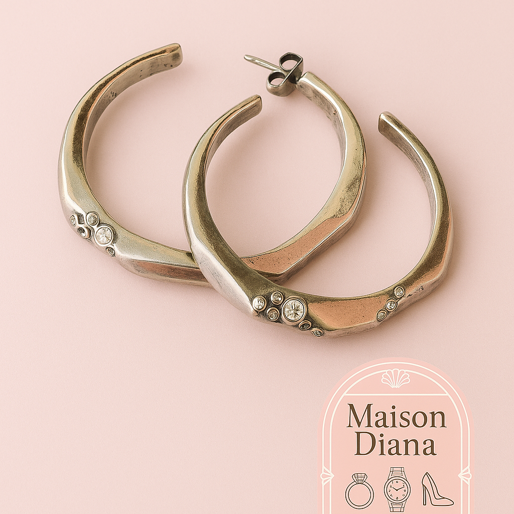 Vintage Dyrberg/Kern Hoop Earrings with Crystals