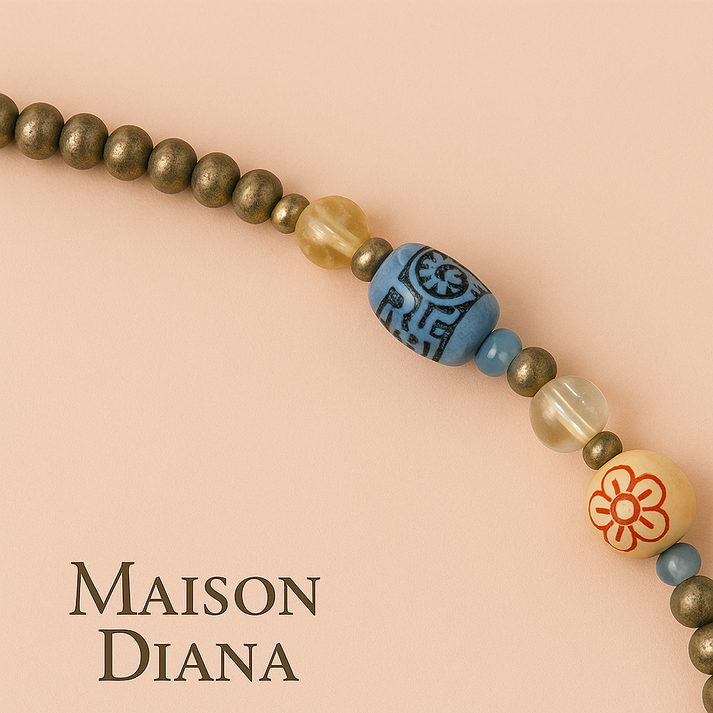 A stunning boho necklace with the mysterious mark ‘24U’. Full of soul, texture, and symbolism.