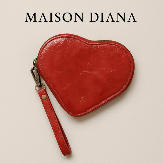 Heart-Shaped Leather Wristlet by Waterlily – Red