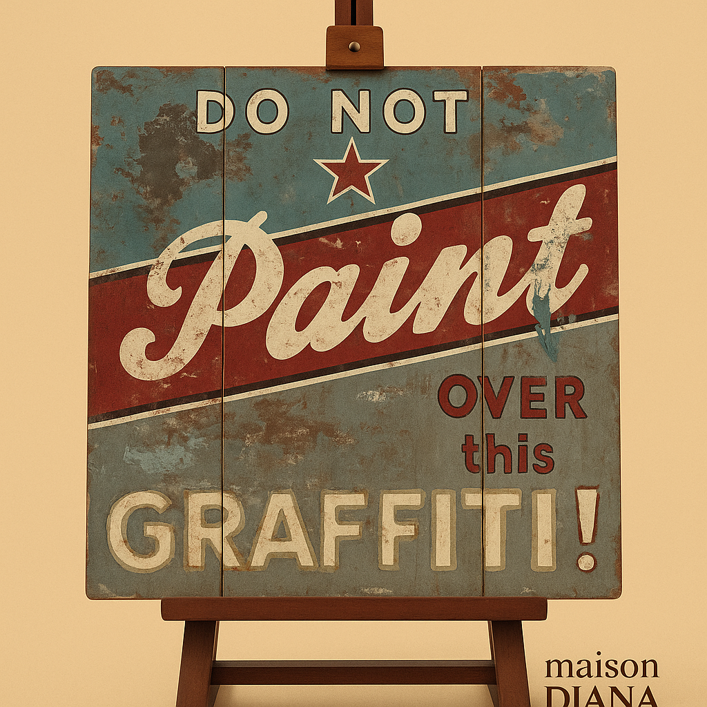 Vintage Street-Art Style Sign by Xavier Hiquet – “Do Not Paint Over This Graffiti!”