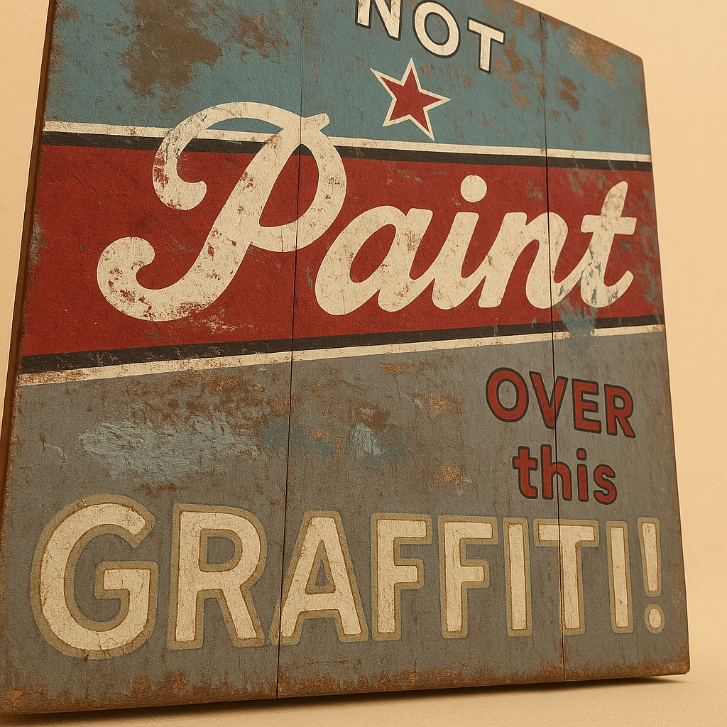 Vintage Street-Art Style Sign by Xavier Hiquet – “Do Not Paint Over This Graffiti!”