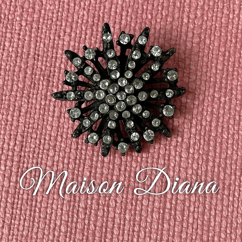 Vintage Bronze-Tone Starburst Brooch with Clear Rhinestones