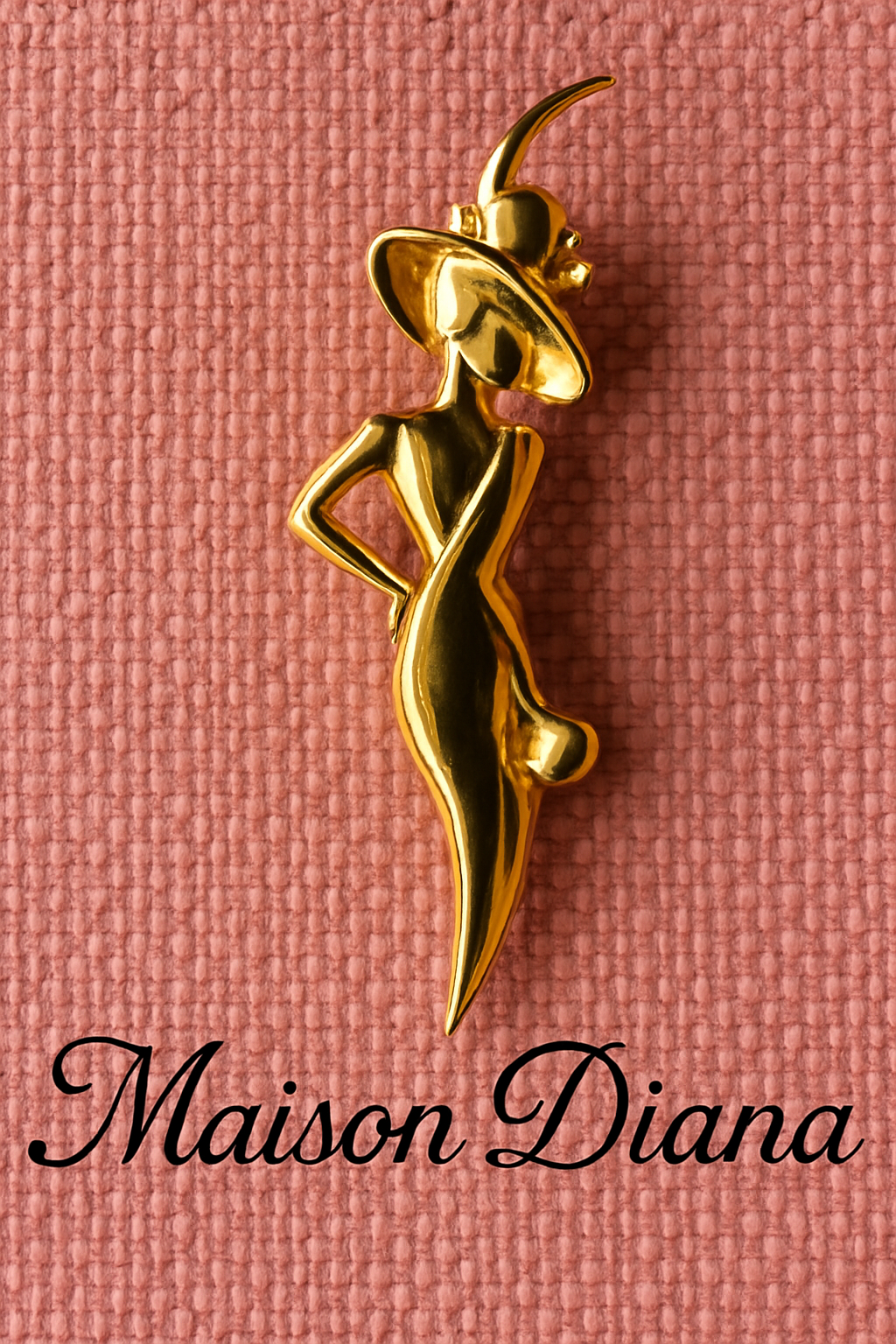 Elegant Lady in Hat Brooch – Signed JJ 1988