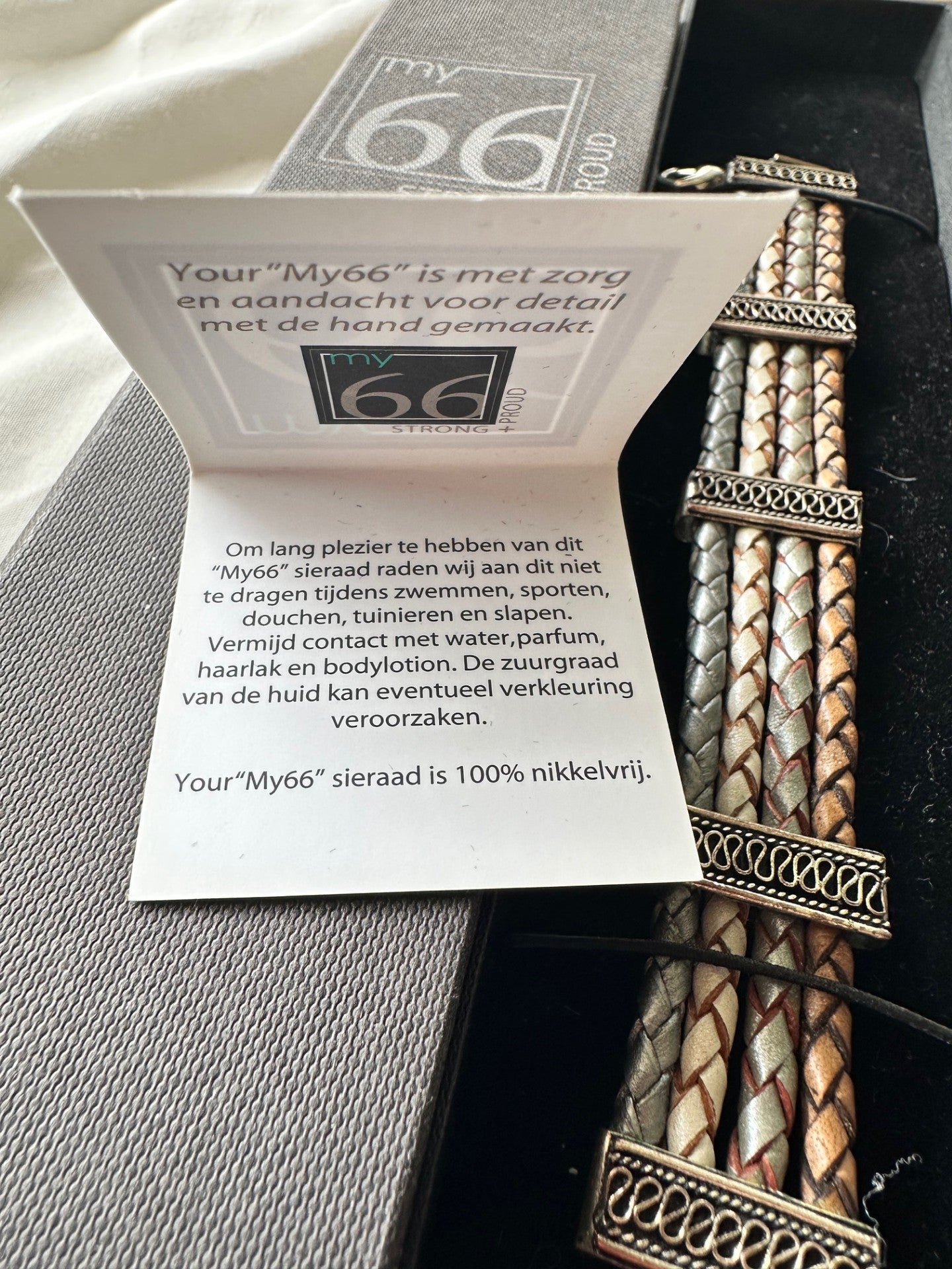 My66 “Strong + Proud” Braided Leather Bracelet