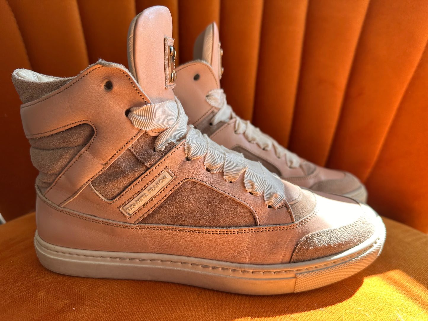 Elisabetta Franchi High-Top Sneakers – Rose Pink Elegance in Size 36