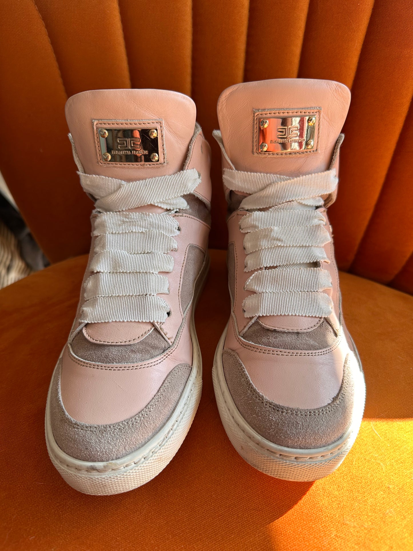 Elisabetta Franchi High-Top Sneakers – Rose Pink Elegance in Size 36