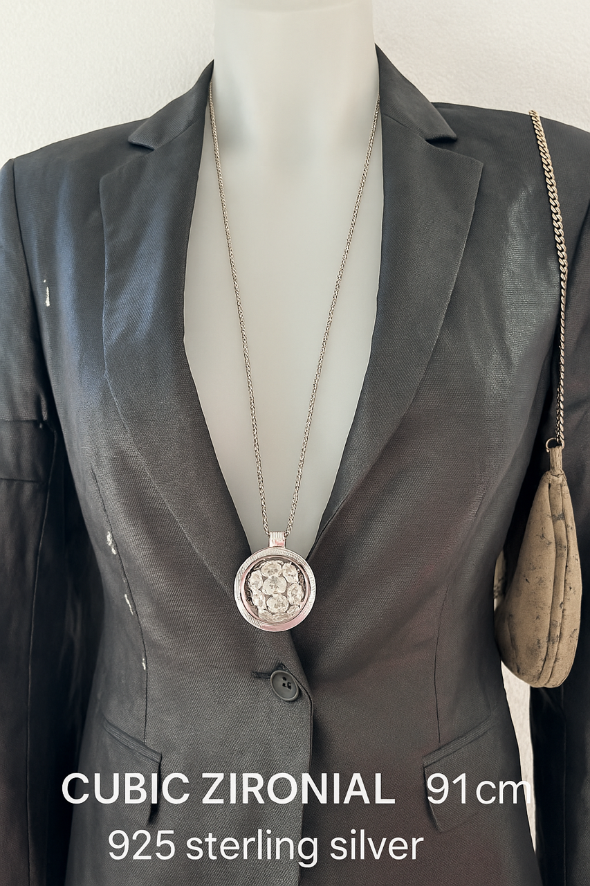 My iMenso Signature Necklace – Solid 925 Sterling Silver with Interchangeable Zirconia Insert (Rose-Toned Edition)