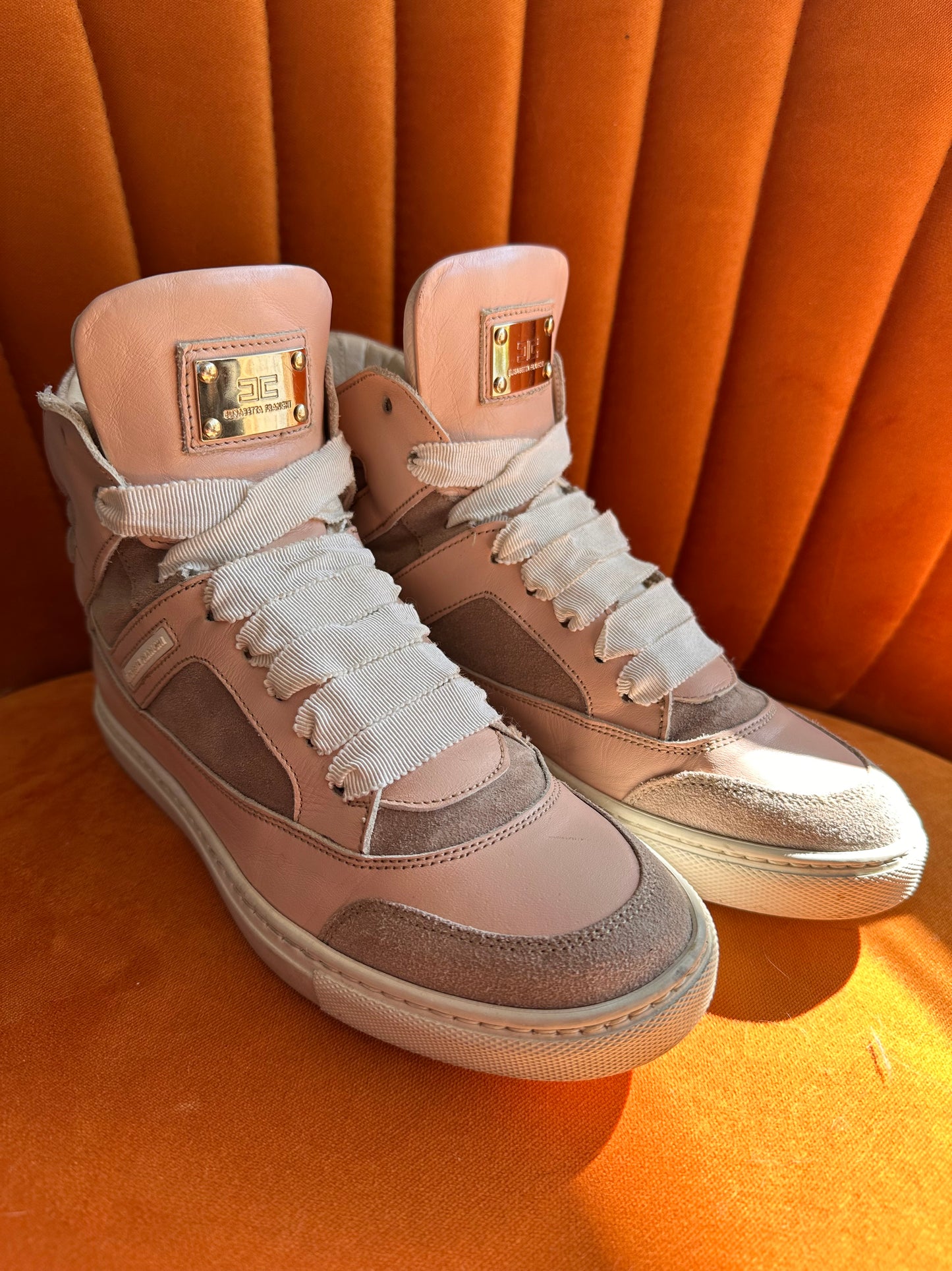 Elisabetta Franchi High-Top Sneakers – Rose Pink Elegance in Size 36