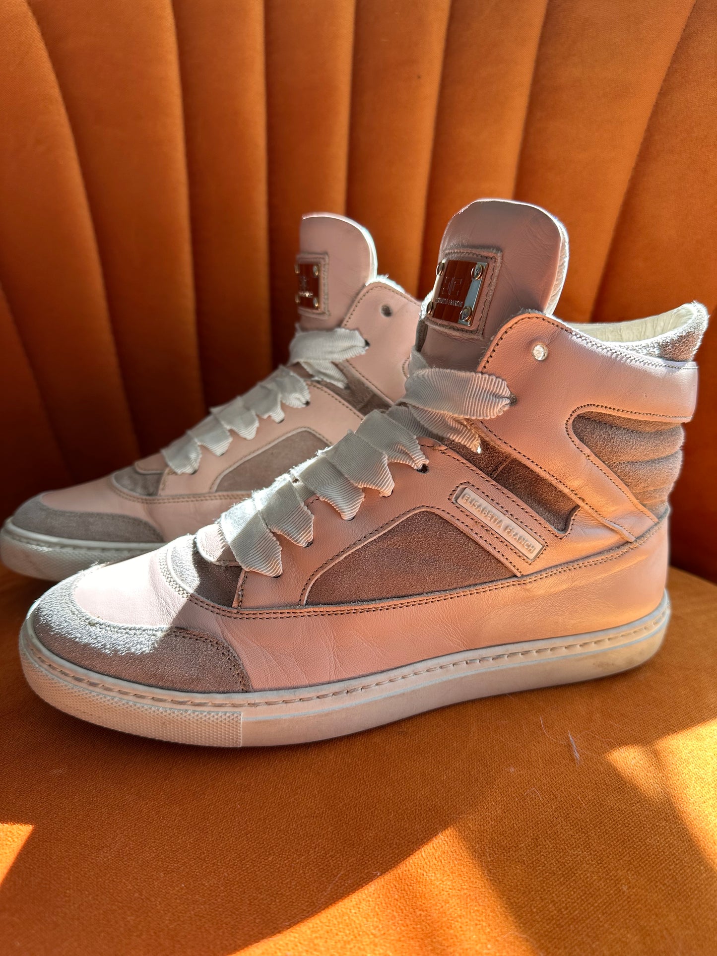 Elisabetta Franchi High-Top Sneakers – Rose Pink Elegance in Size 36