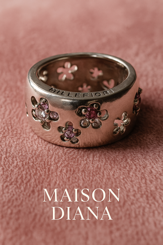 Millefiori Sterling Silver Floral Ring – Size 17