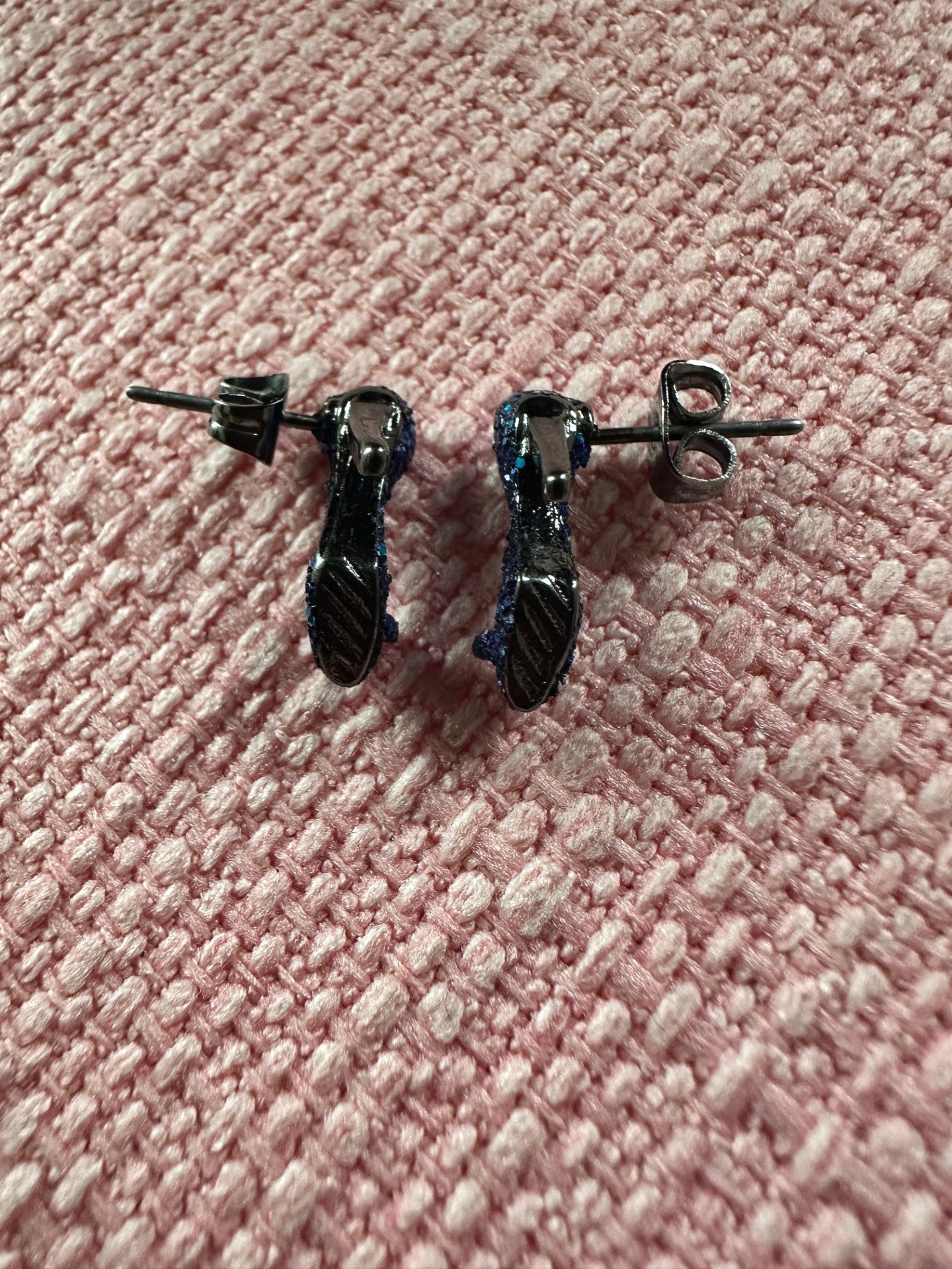 Glitter High Heel Earrings – Midnight Blue Sparkle