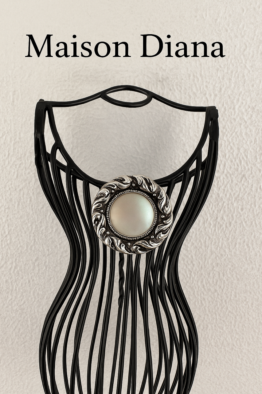 Vintage West German Scarf Clip with Mother-of-Pearl Accent