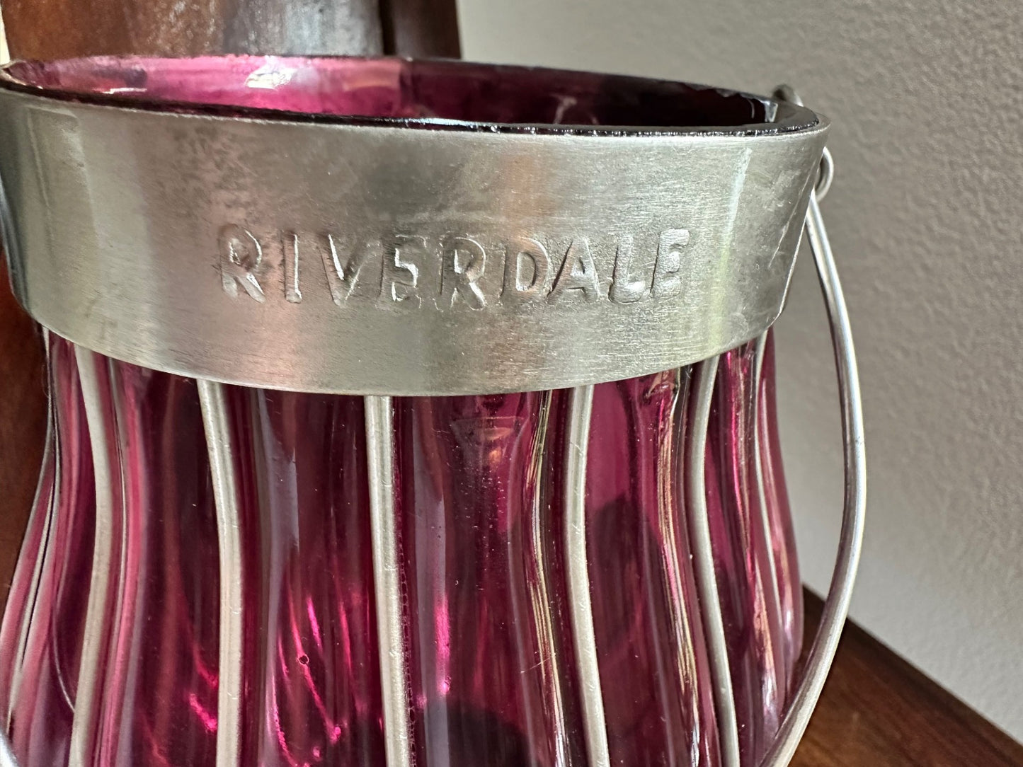 Riverdale Deep Ruby Glass Lantern – Silver Framed Elegance
