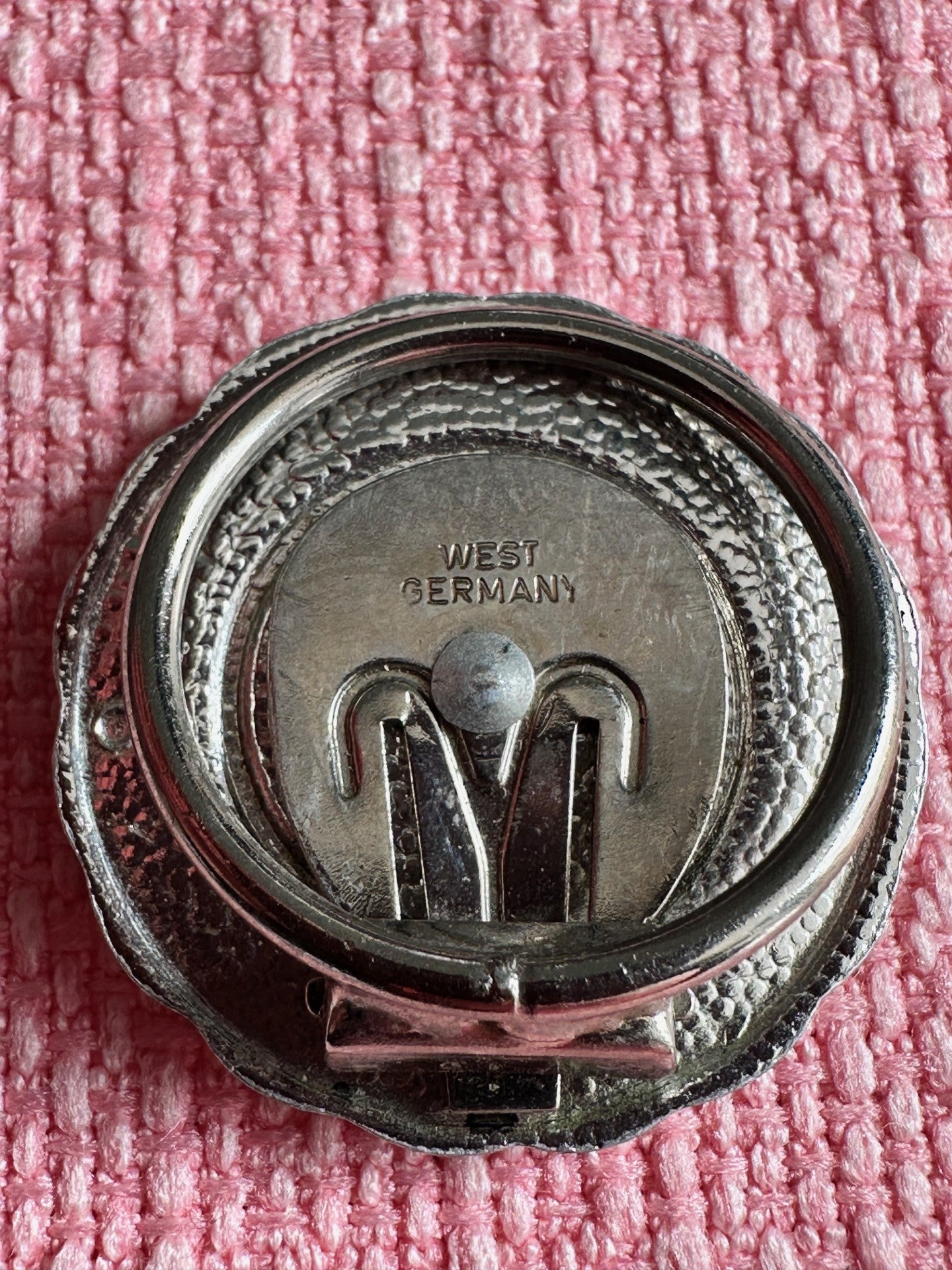 Vintage West German Scarf Clip with Mother-of-Pearl Accent