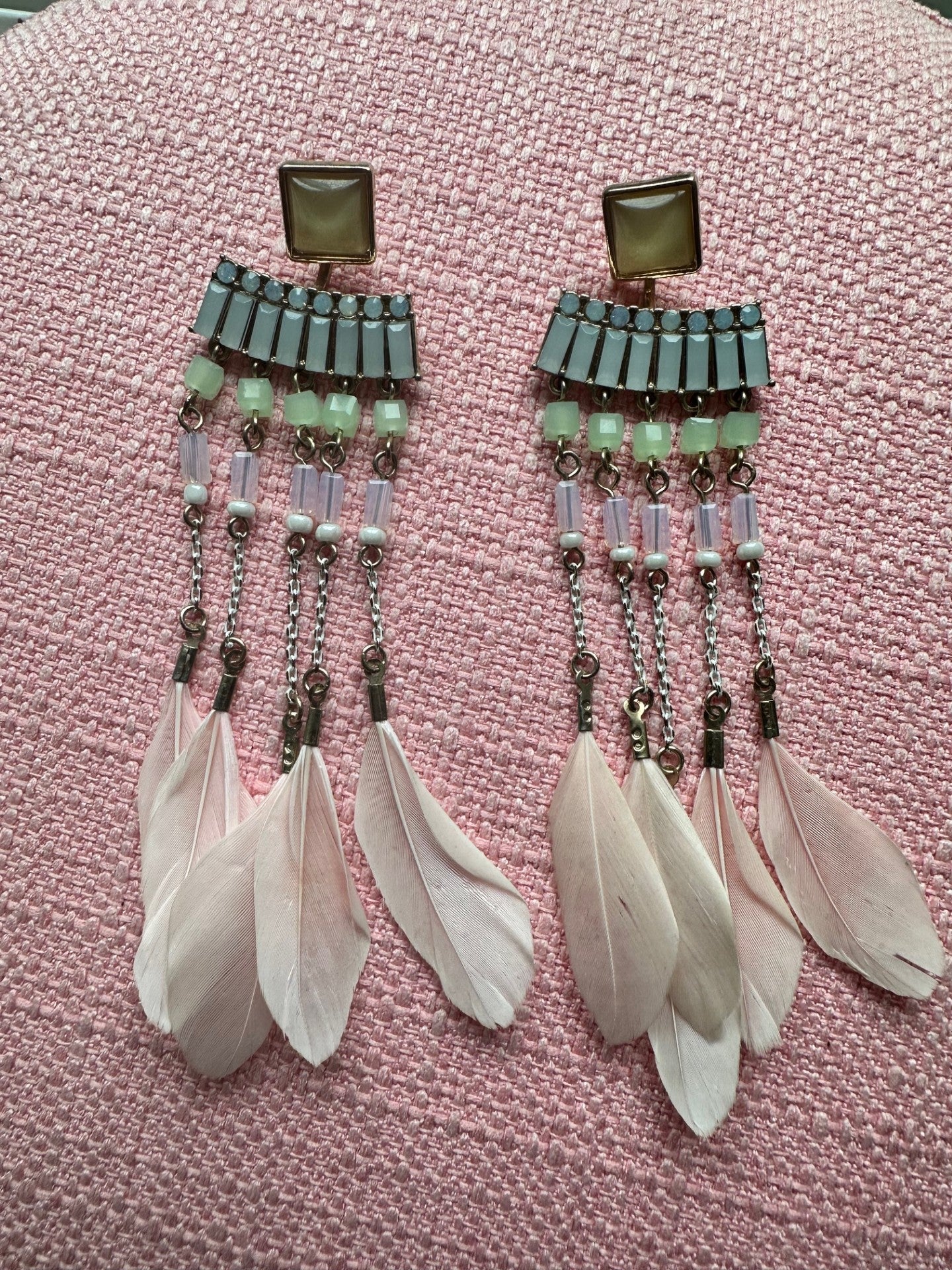 Feathered Garden Dreams” Statement Earrings