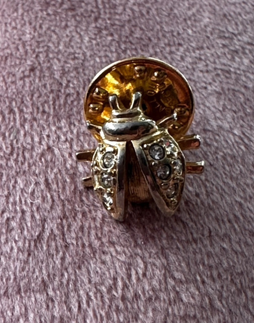 Vintage Ballou Ladybug Pin – Gold-Tone with Rhinestones