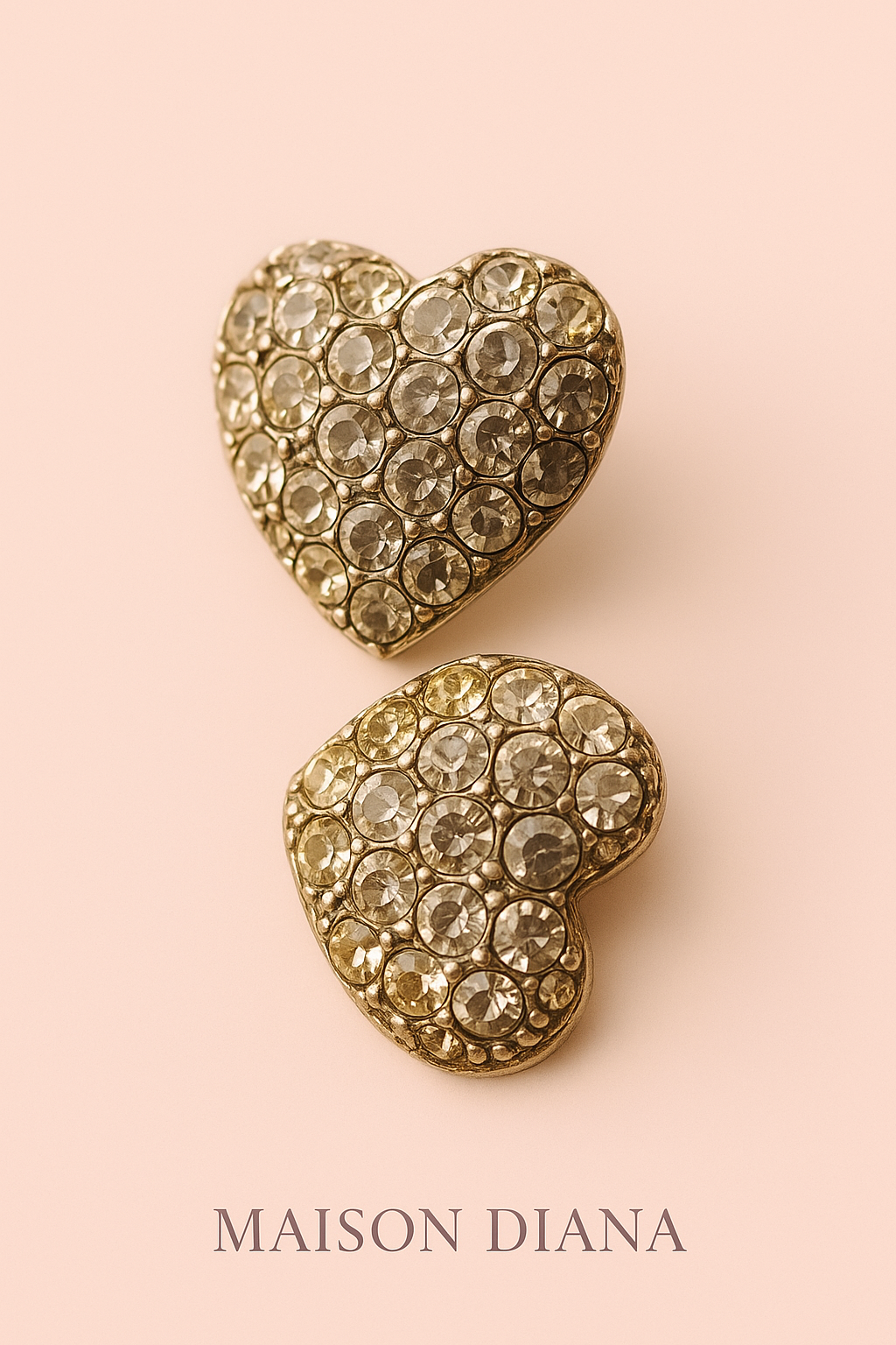 Vintage BEE Bijoux Heart Earrings – Crystal Pave Statemen