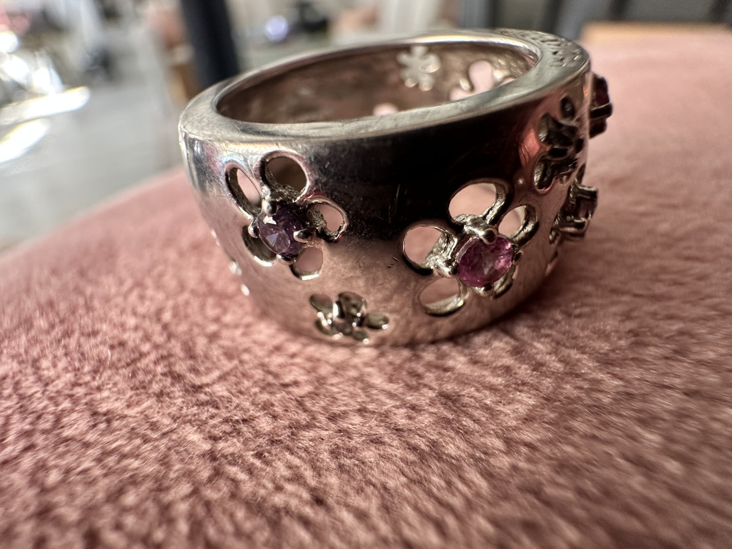 Millefiori Sterling Silver Floral Ring – Size 17