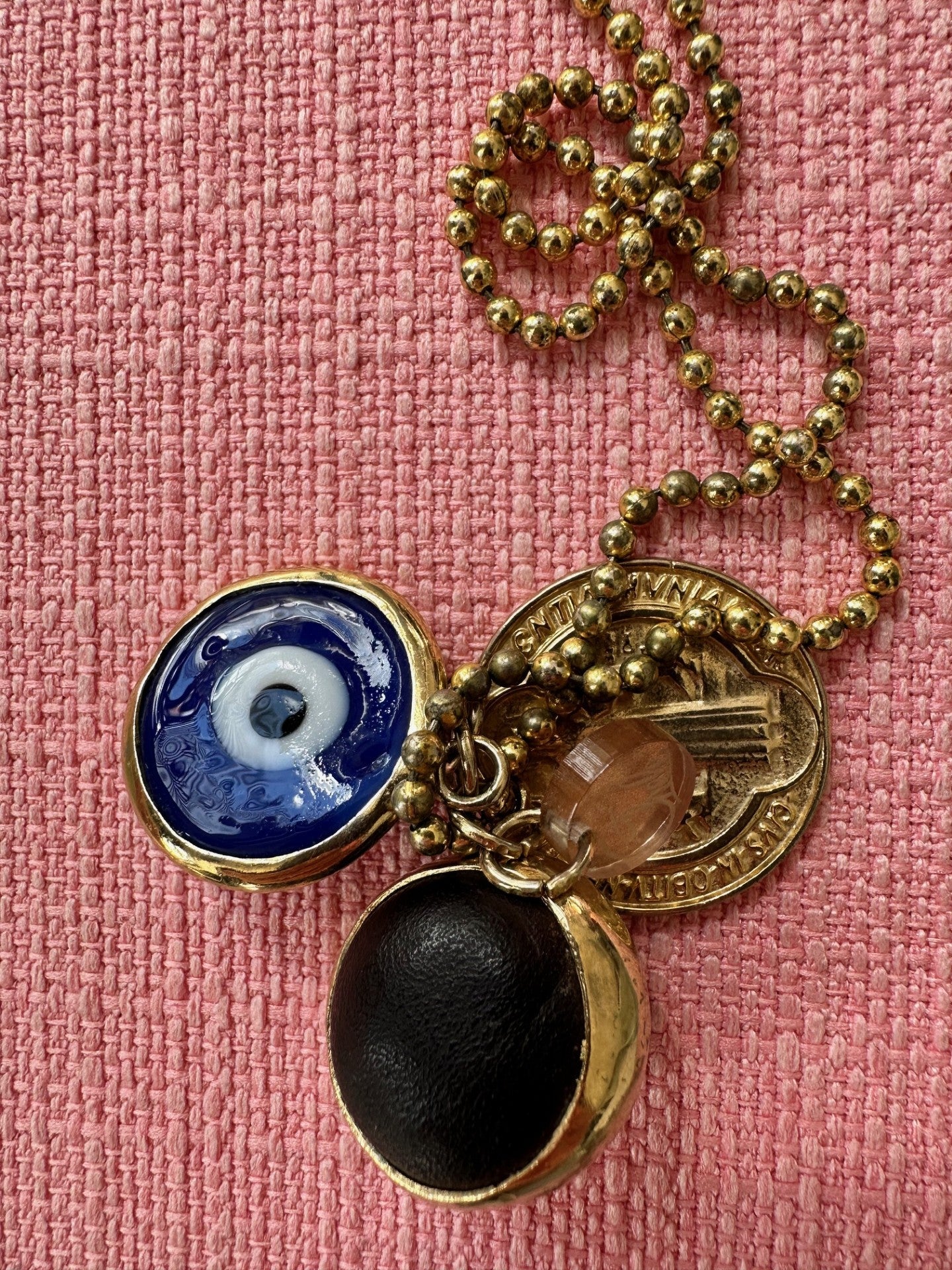 Vintage Protection Amulet Necklace – Evil Eye & Benedict Medal