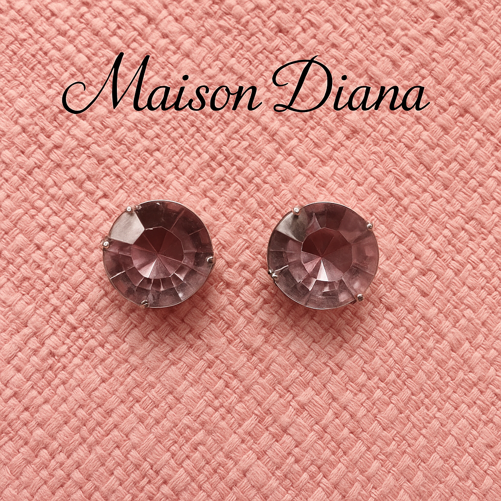 Vintage Light Rose Crystal Stud Earrings