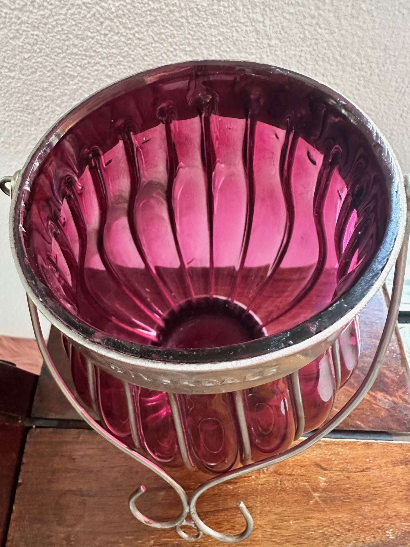 Riverdale Deep Ruby Glass Lantern – Silver Framed Elegance